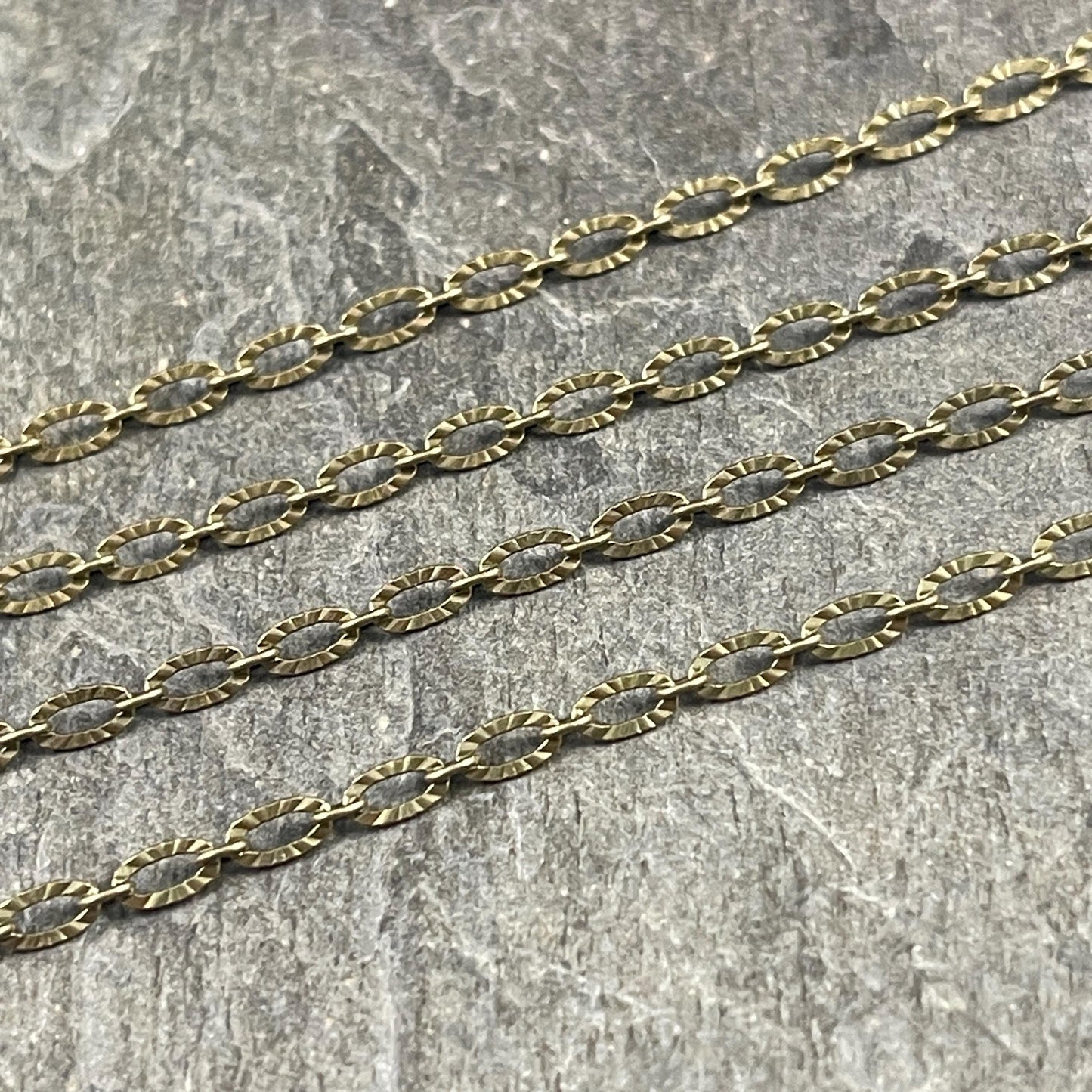Chain by the Foot - 3mm x 4.8mm Textured Cable Chain - Antiqued Brass (CH-867AB) * 18" Length