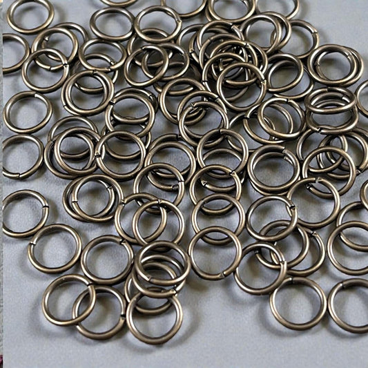 8mm Round Jump Rings, 18g Open, Antiqued Brass/Bronze (FMG/5004) * Qty. 100