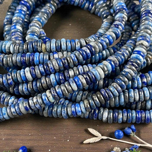 Snowflake Lapis Gemstone Beads - 6x2mm Blue Rondelle (DS-67738) * 7 1/2" Strand