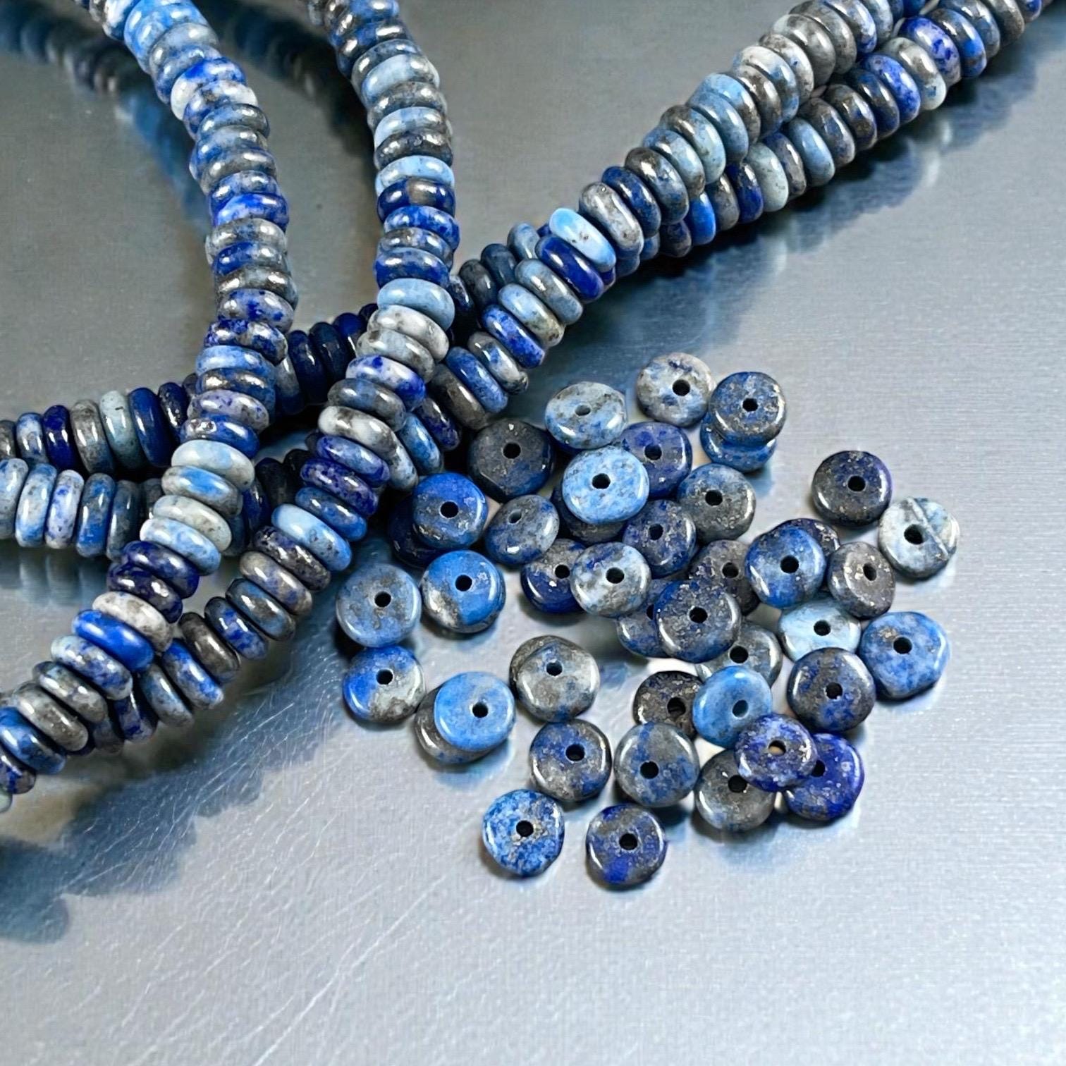 Snowflake Lapis Gemstone Beads - 6x2mm Blue Rondelle (DS-67738) * 7 1/2" Strand