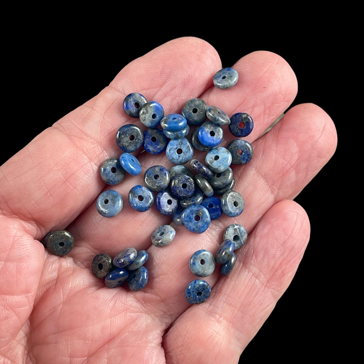 Snowflake Lapis Gemstone Beads - 6x2mm Blue Rondelle (DS-67738)