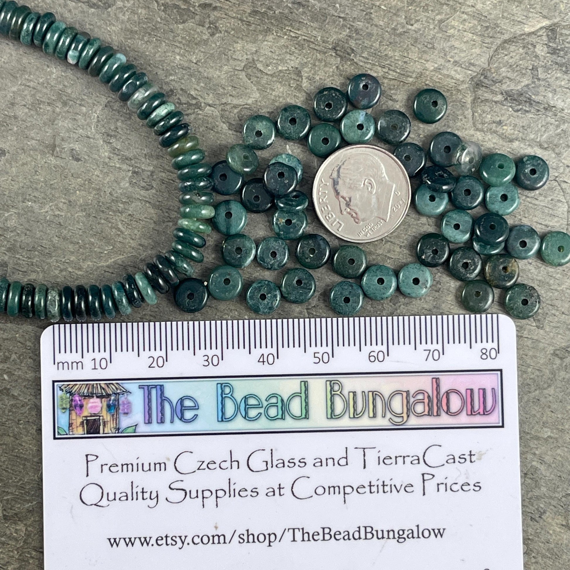 Moss Agate Gemstone Beads - 6x2mm Rondelle (DS-64783) * 7 1/2" Strand