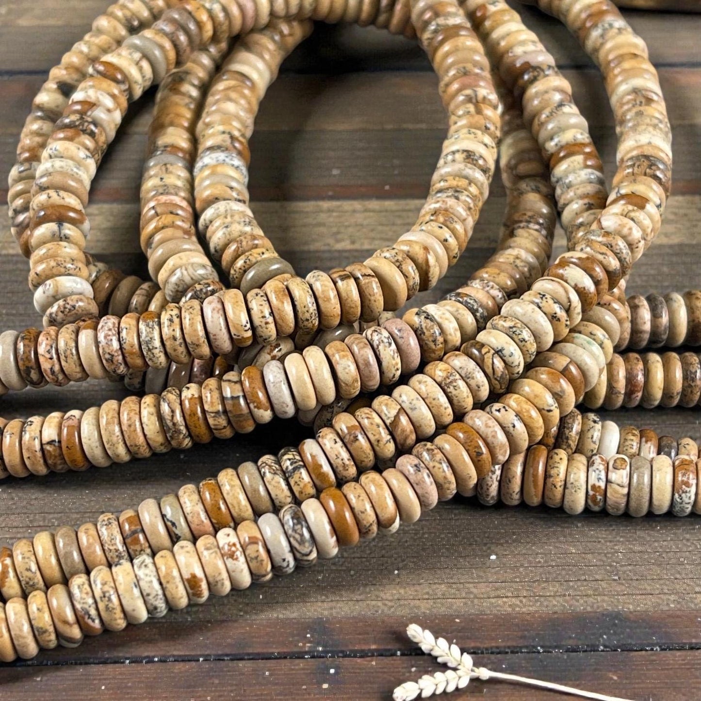 Picture Jasper Gemstone Beads - 6x2mm Rondelle (DS-67735) * 7 1/2" Strand