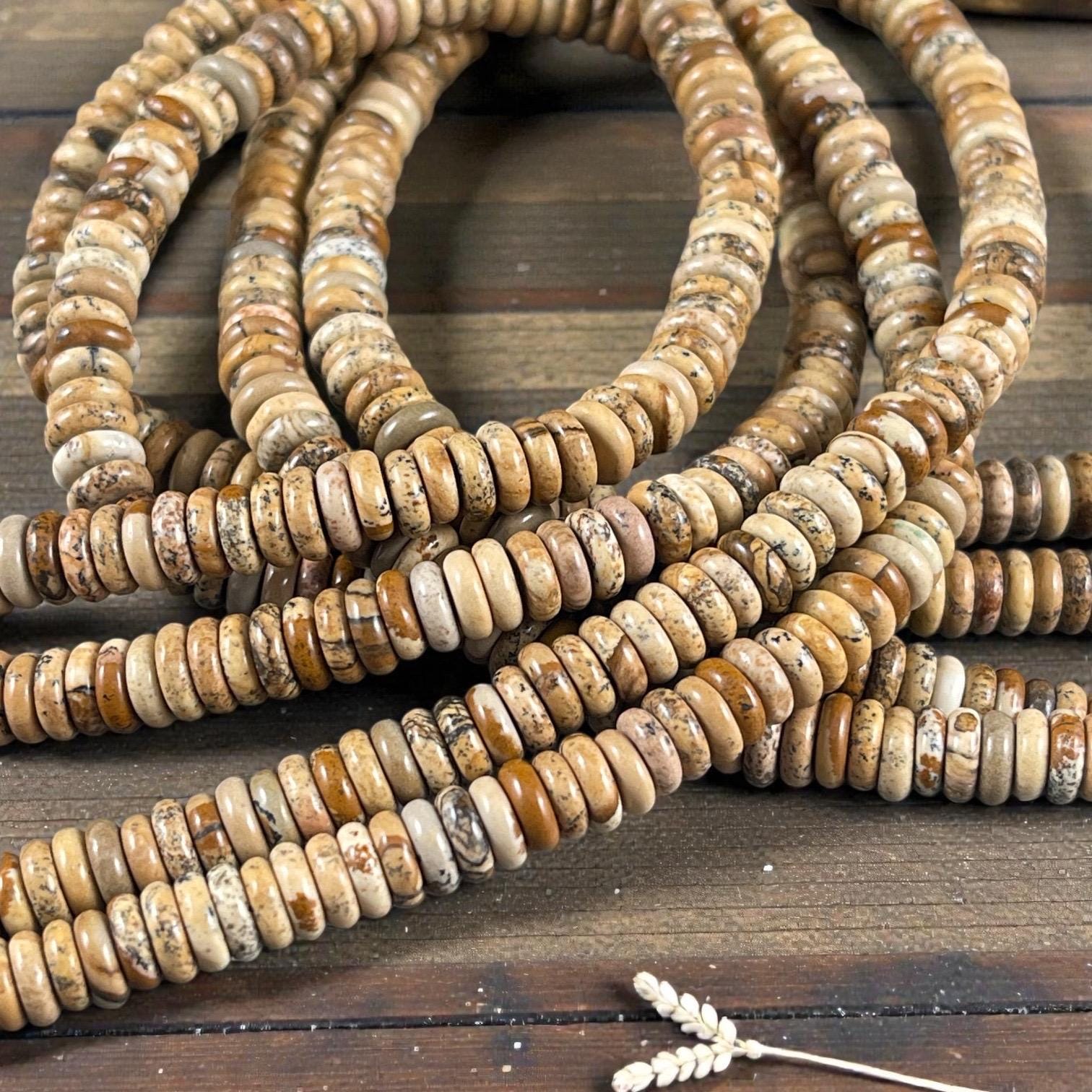 Picture Jasper Gemstone Beads - 6x2mm Rondelle (DS-67735) * 7 1/2" Strand