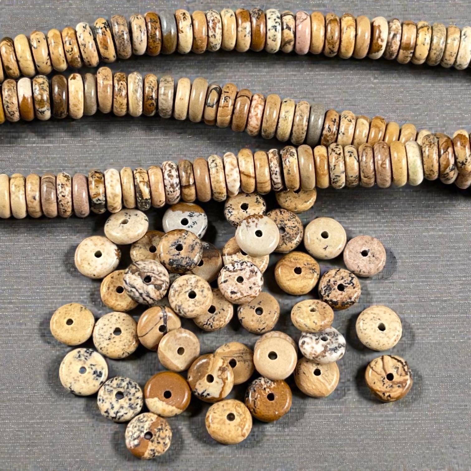 Picture Jasper Gemstone Beads - 6x2mm Rondelle (DS-67735) * 7 1/2" Strand