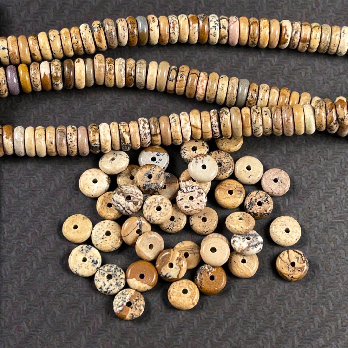 Picture Jasper Gemstone Beads - 6x2mm Rondelle (DS-67735) * 7 1/2" Strand
