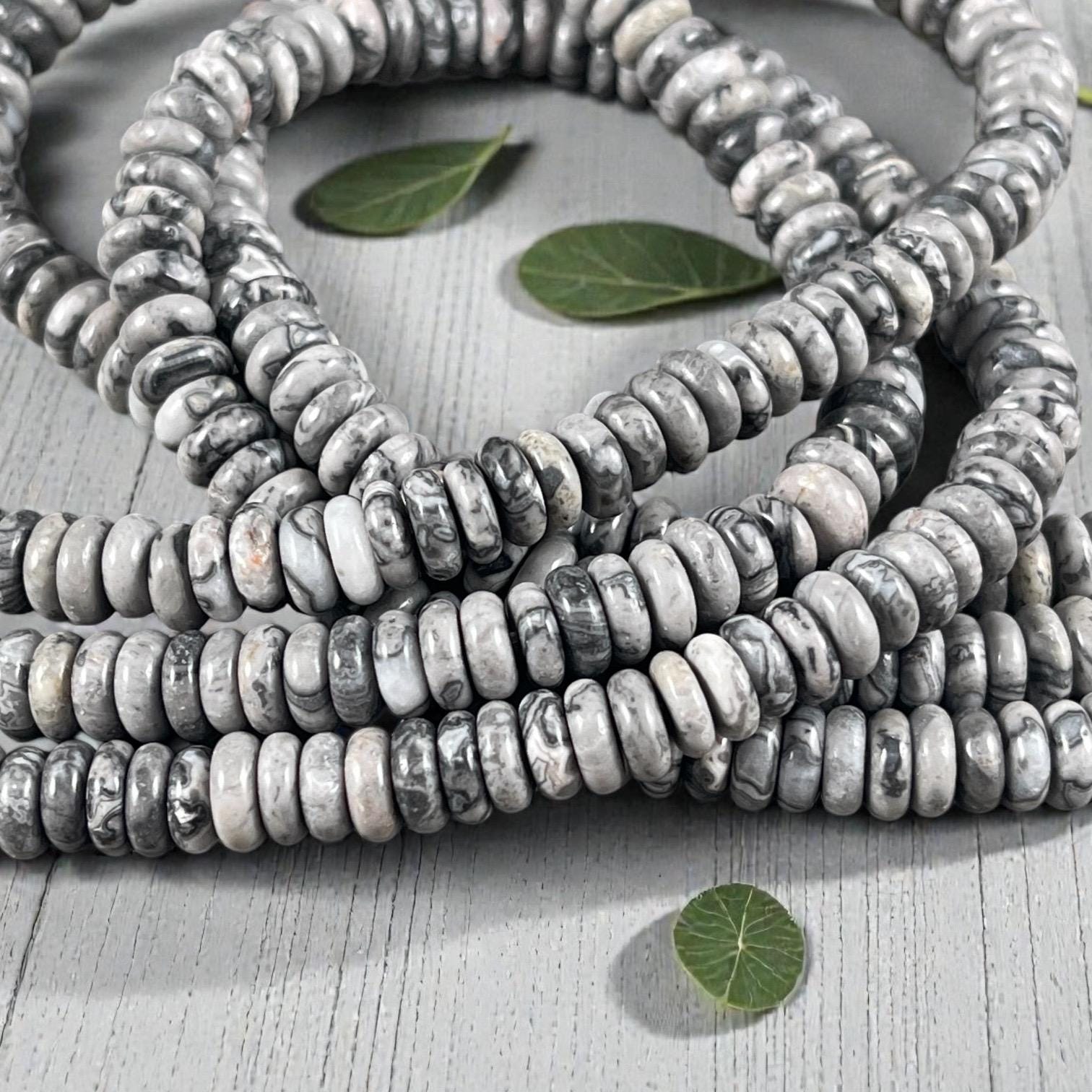 Silver Crazy Lace Agate Gemstone Beads - 6x2mm Rondelle (DS-67737) * 7 1/2" Strand