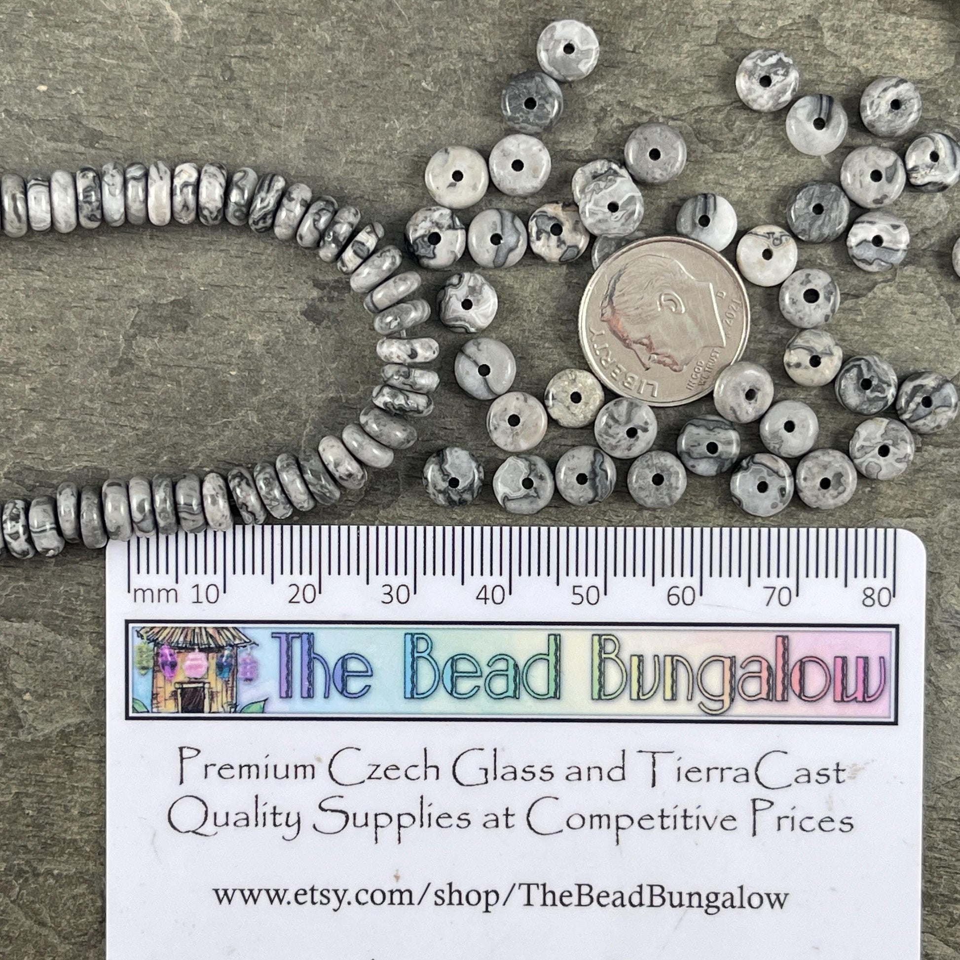 Silver Crazy Lace Agate Gemstone Beads - 6x2mm Rondelle (DS-67737) * 7 1/2" Strand