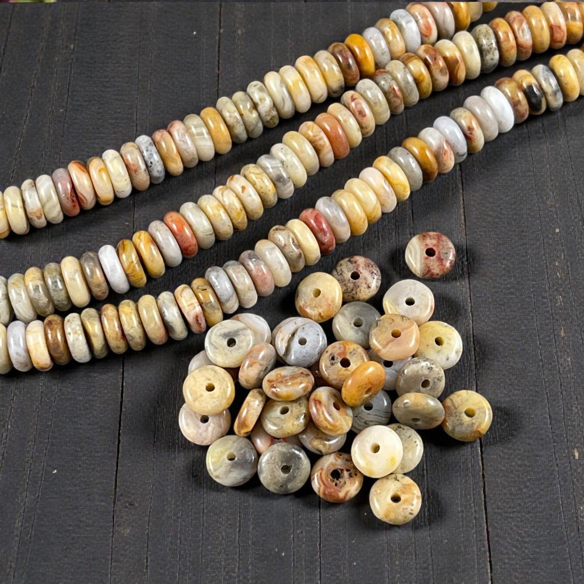 Crazy Lace Agate Gemstone Beads - 6x2mm Rondelle (DS-64781) * 7 1/2" Strand