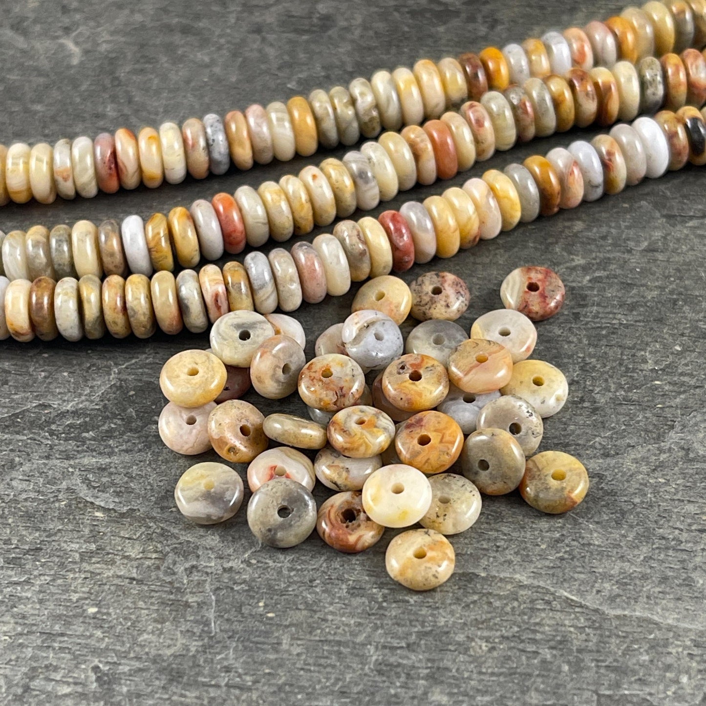 Crazy Lace Agate Gemstone Beads - 6x2mm Rondelle (DS-64781) * 7 1/2" Strand