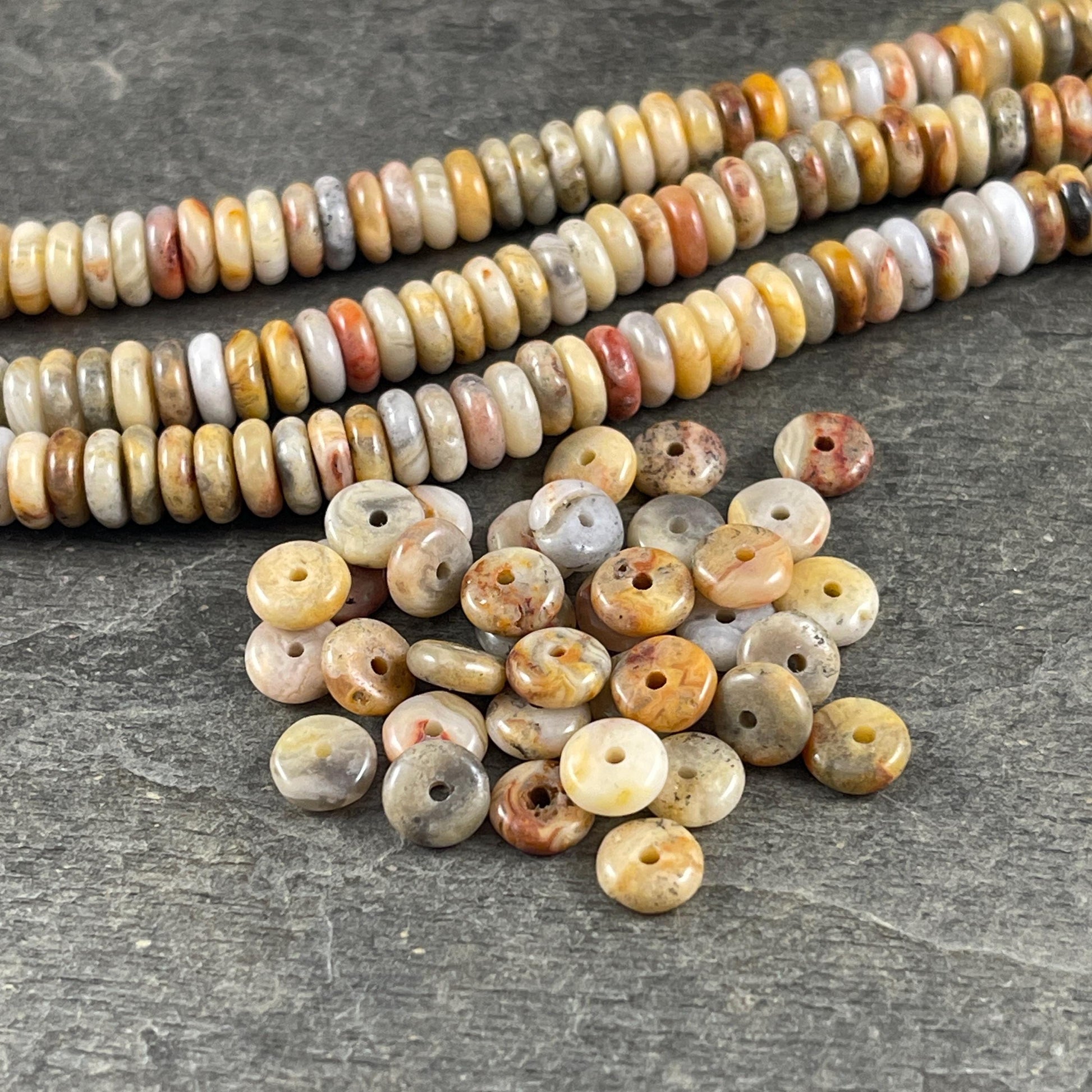 Crazy Lace Agate Gemstone Beads - 6x2mm Rondelle (DS-64781) * 7 1/2" Strand