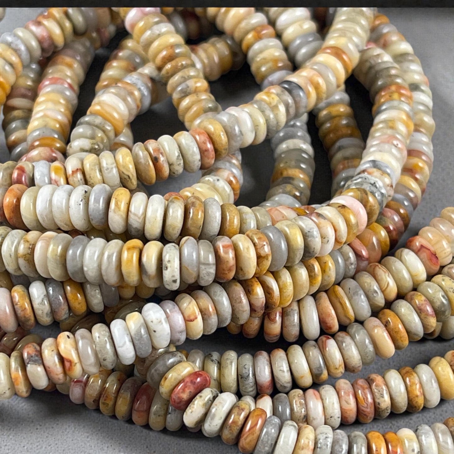Crazy Lace Agate Gemstone Beads - 6x2mm Rondelle (DS-64781) * 7 1/2" Strand