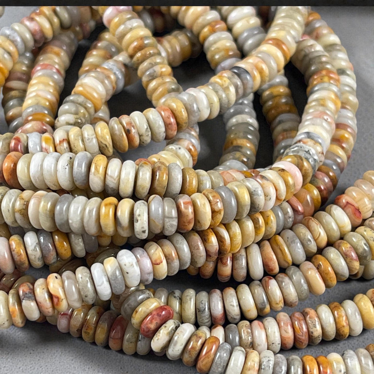 Crazy Lace Agate Gemstone Beads - 6x2mm Rondelle (DS-64781) * 7 1/2" Strand