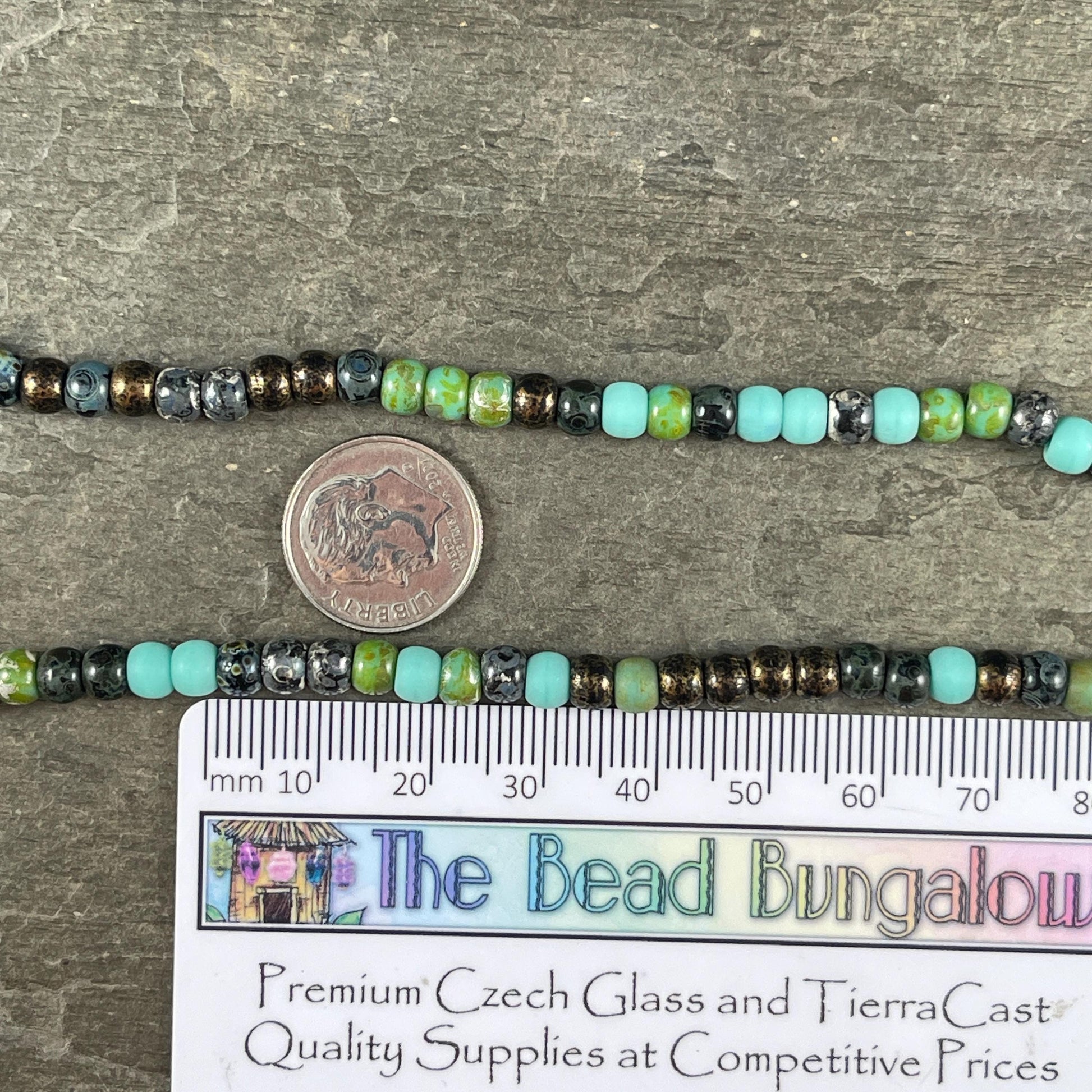 Czech Glass - 4/0 El Dorado Picasso Mix, Aged Seed Beads (4/0-ElDorado) * 19" strand