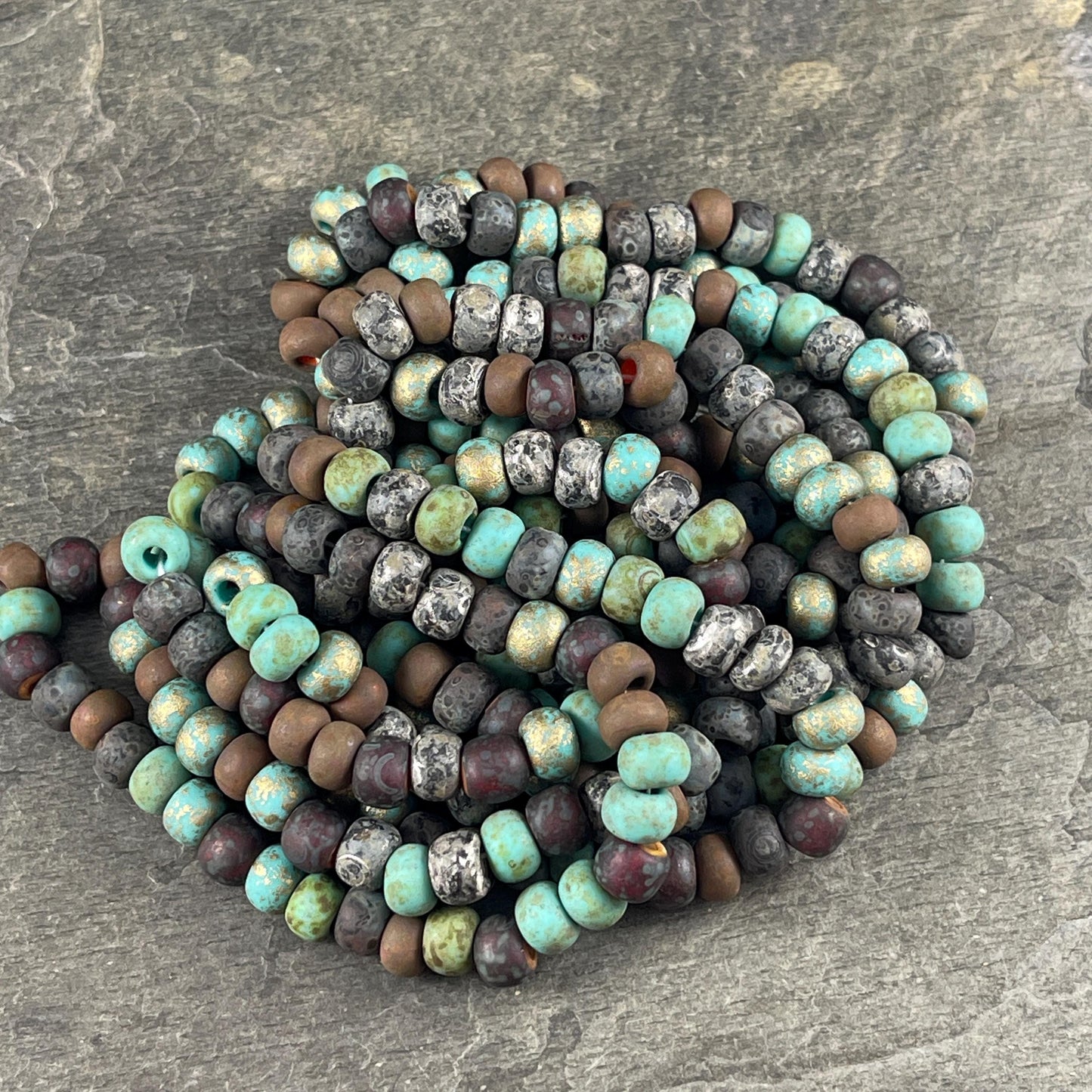 31/0 Large Hole 7mm Czech Glass Seed Beads, Matte Finish Mixed Colors (JeweledWaspMatte) * 9" Strand