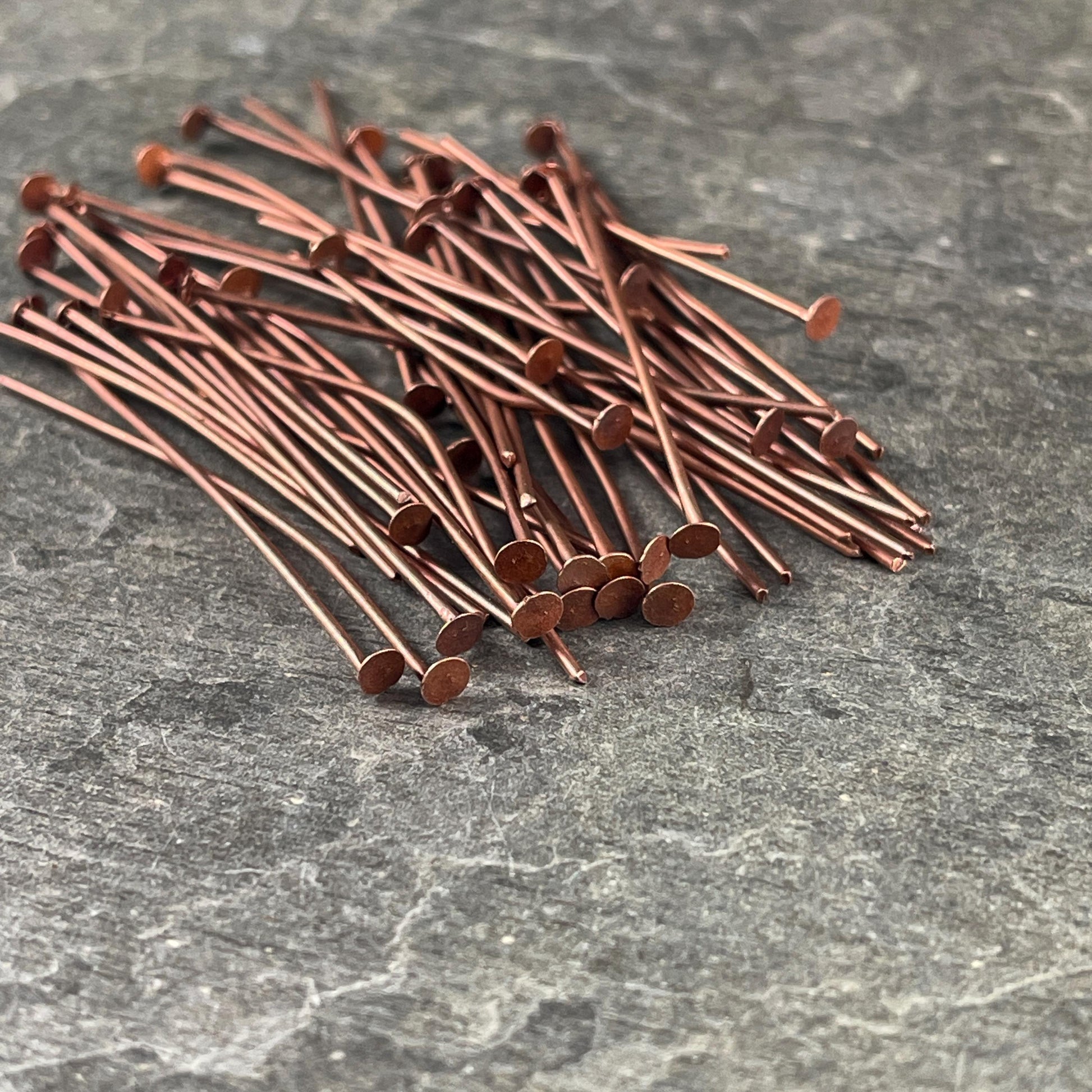 Antiqued Copper FLAT Head Pins, 21 Gauge 1-1/2" Pins for Jewelry Making (HPR4-NF) * Qty. 200