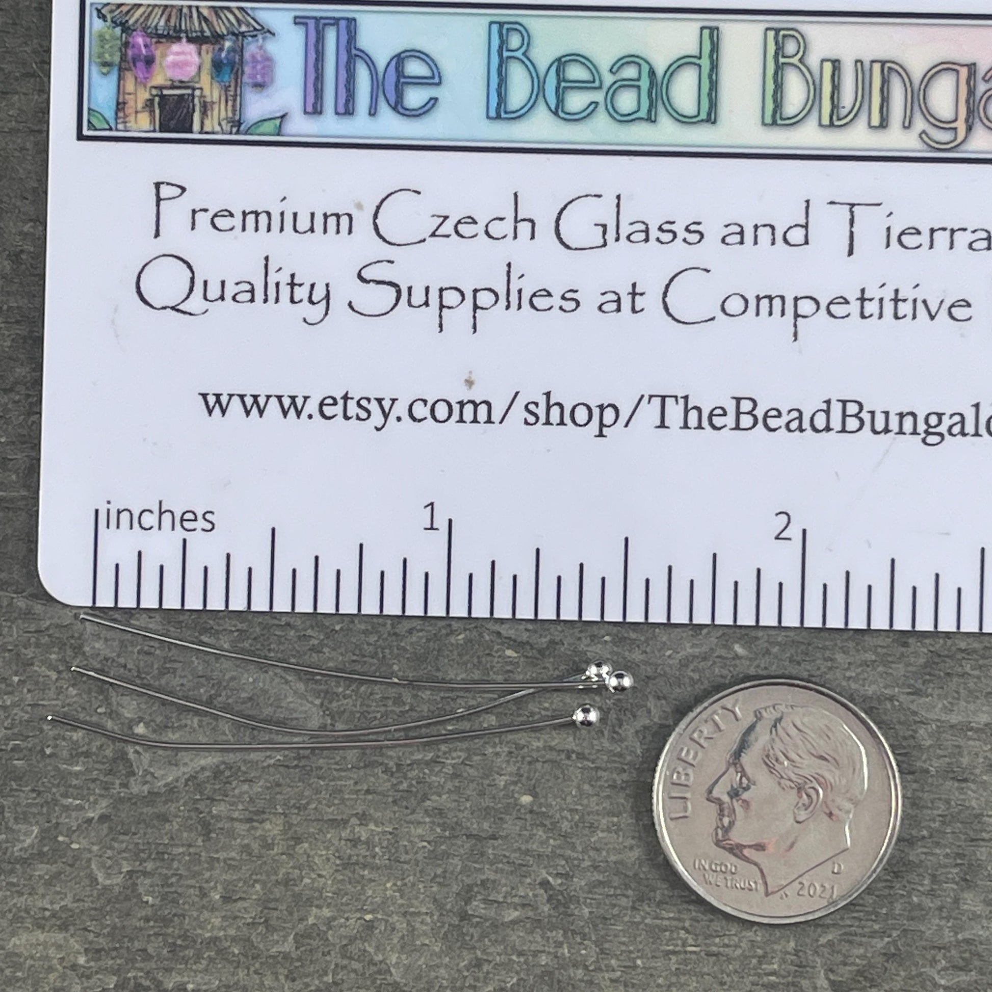 Silver Ball Head Pins, 22 Gauge 1-1/2" Pins for Jewelry Making (PH-PHP-22gS) * Qty. 200