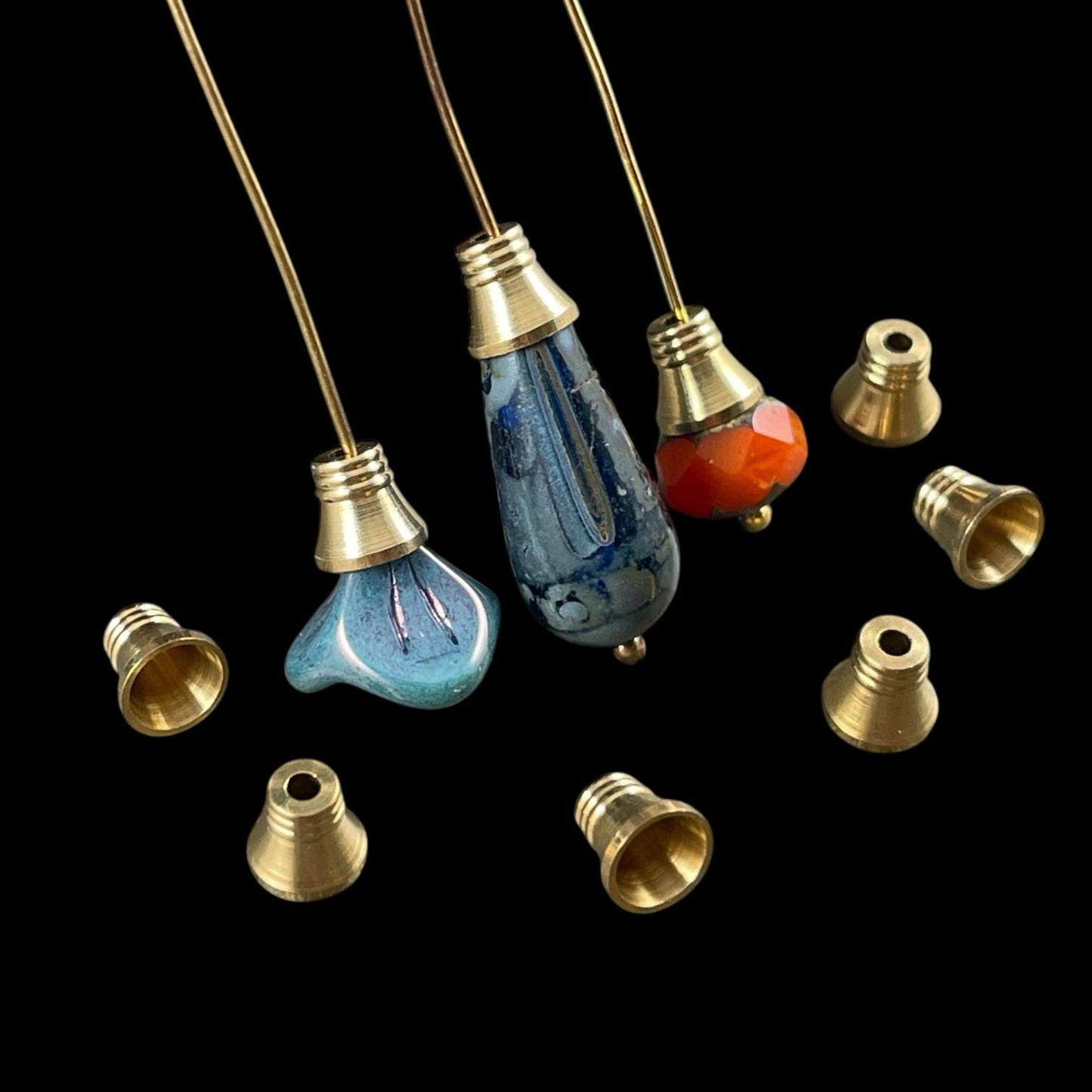 Raw Brass 6x5mm Bead Caps, Gold Cone Shape (L184-03C) * Qty. 20