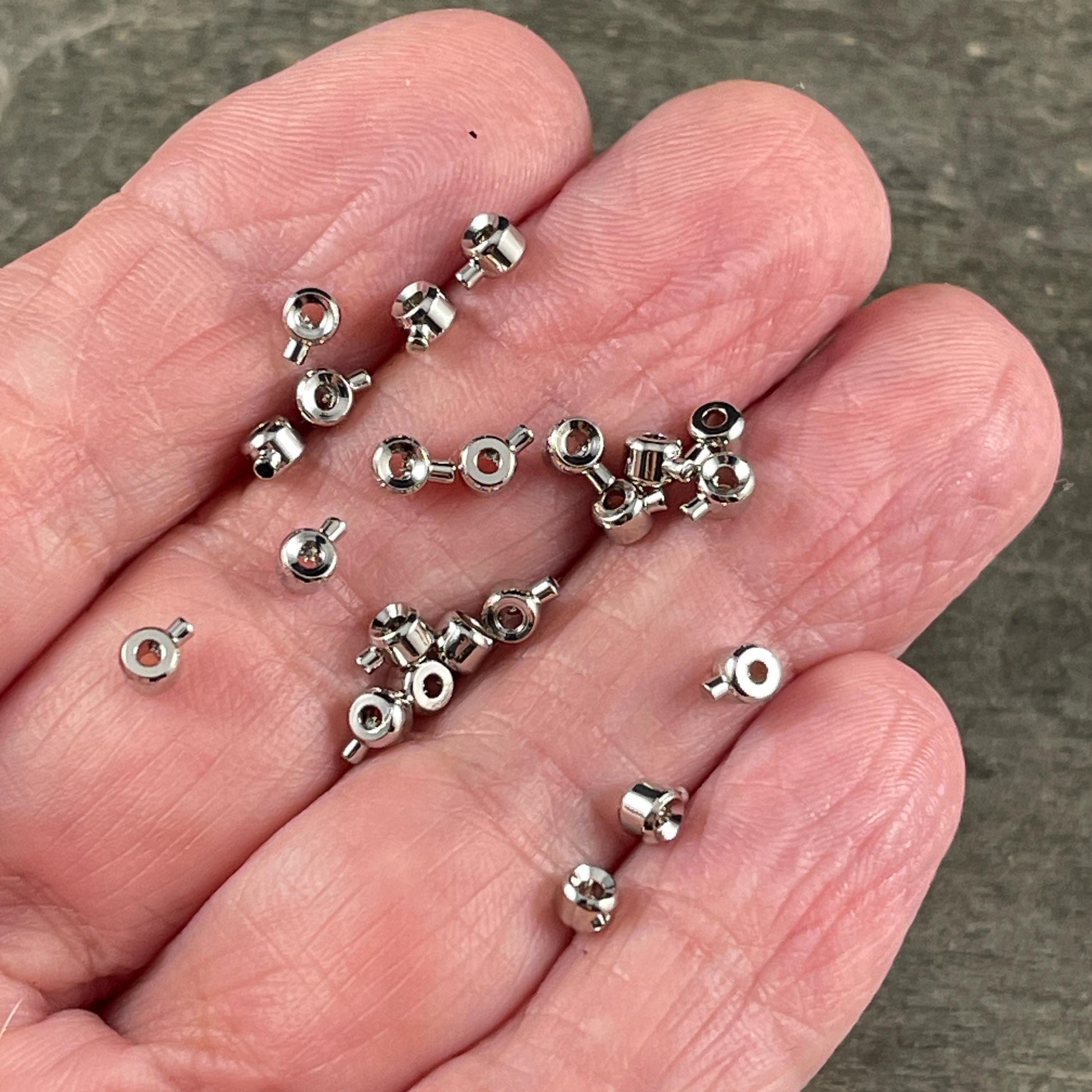 4mm One-Step Crimp Beads for Wire, Platinum Silver Plated Brass (Z030-17C-P) * Qty. 20