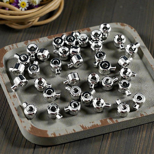 4mm One-Step Crimp Beads for Wire, Platinum Silver Plated Brass (Z030-17C-G) * Qty. 20