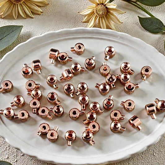 4mm One-Step Crimp Beads for Wire, Rose Gold Plated Brass (Z030-17A-RG) * Qty. 20