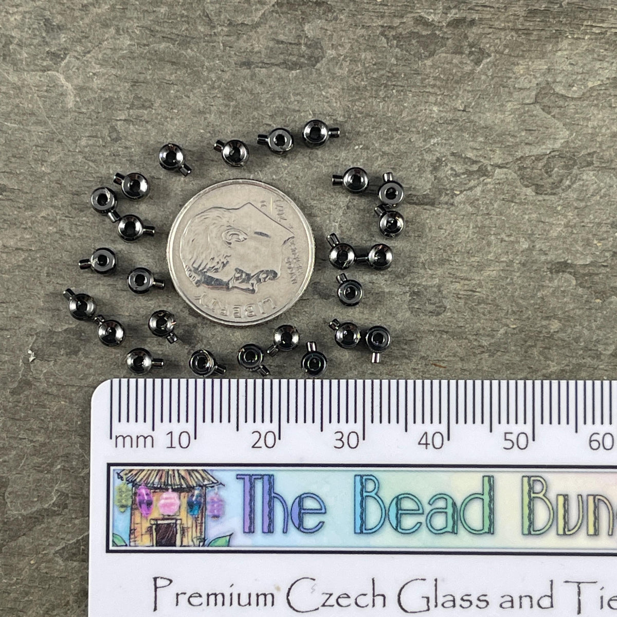 4mm One-Step Crimp Beads for Wire, Gunmetal Black Plated Brass (Z030-17B-B) * Qty. 30
