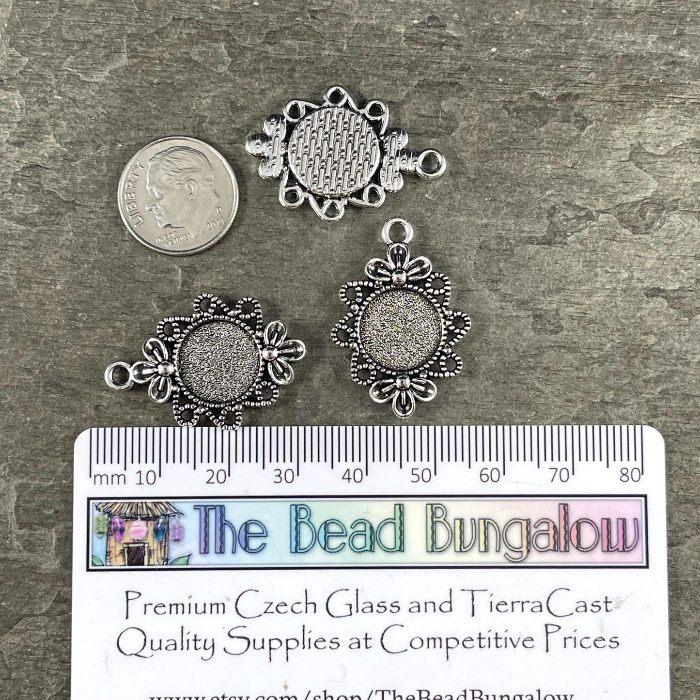12mm Cabochon Bezel, 30x20mm Antiqued Silver Tibetan Style Pendant (R344-247AS) * Qty. 20