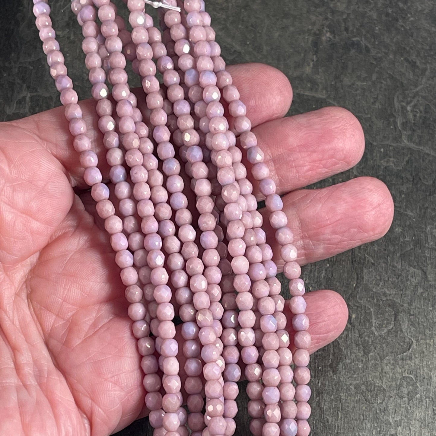 Czech Glass Beads - 4mm Faceted Round, Dusty Pink and Pale Purple (FP4/PP) * Qty. 50