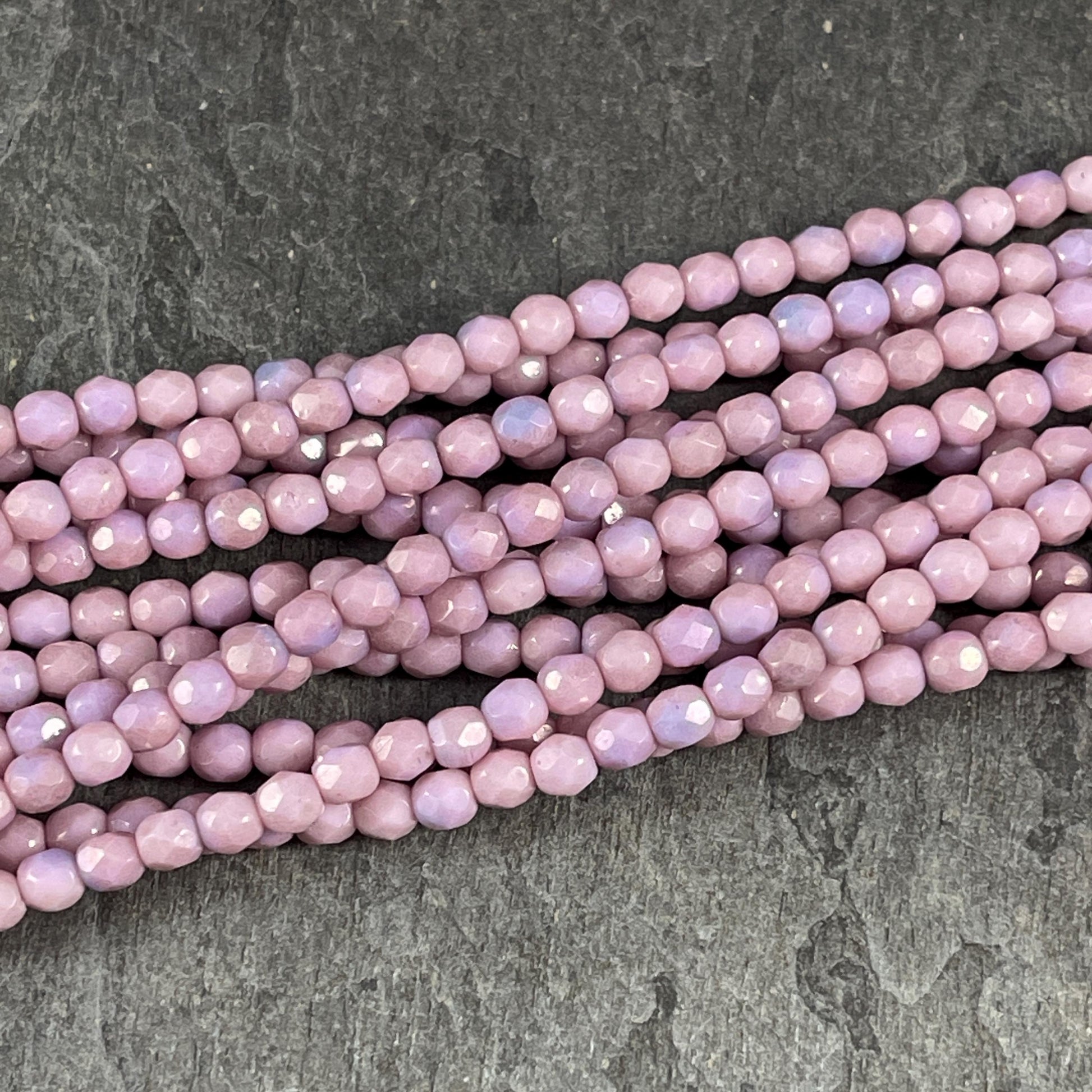 Czech Glass Beads - 4mm Faceted Round, Dusty Pink and Pale Purple (FP4/PP) * Qty. 50