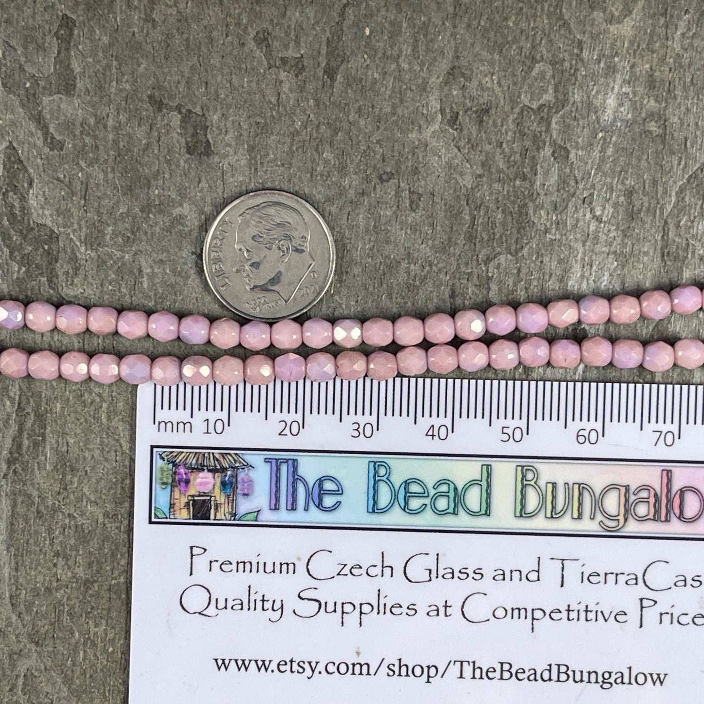 Czech Glass Beads - 4mm Faceted Round, Dusty Pink and Pale Purple (FP4/PP) * Qty. 50
