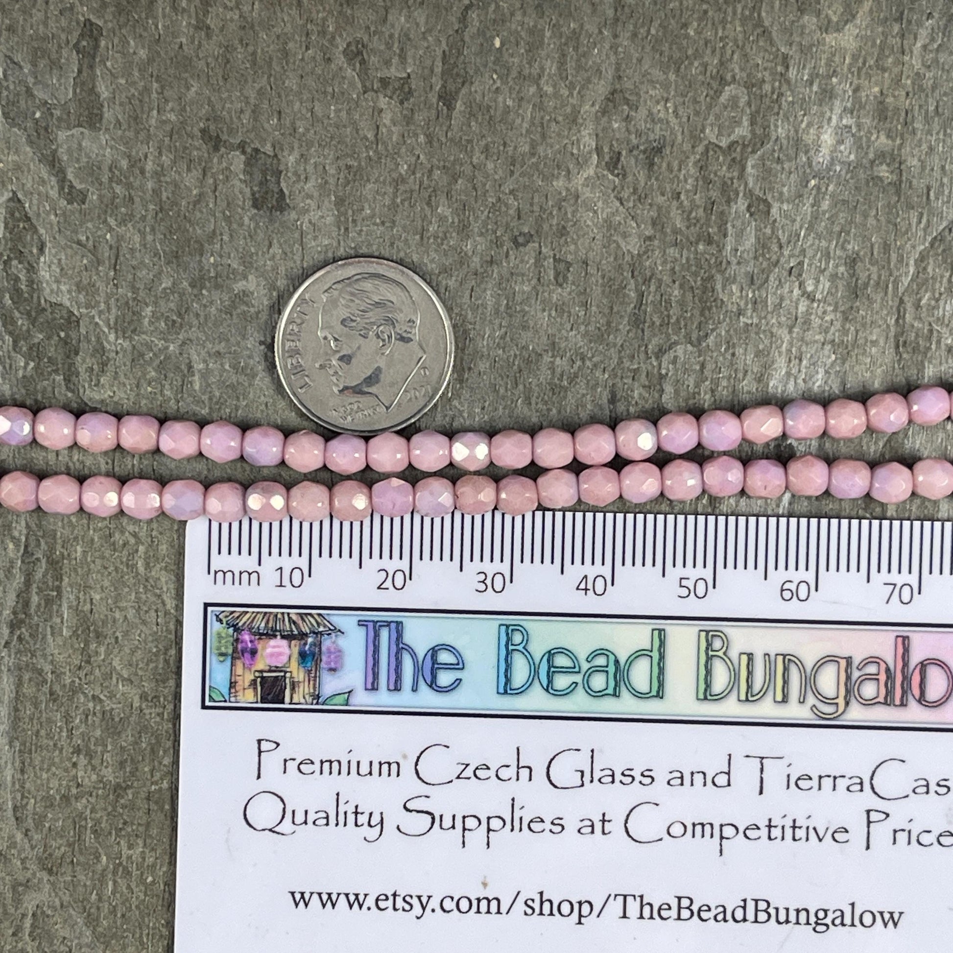 Czech Glass Beads - 4mm Faceted Round, Dusty Pink and Pale Purple (FP4/PP) * Qty. 50