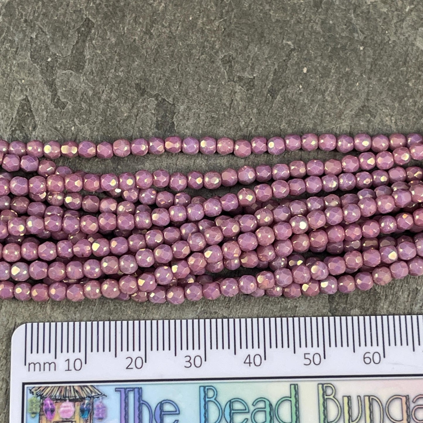 Czech Glass Beads - 3mm Faceted Round, Mauve Luster (FP3/ML) * Qty. 50