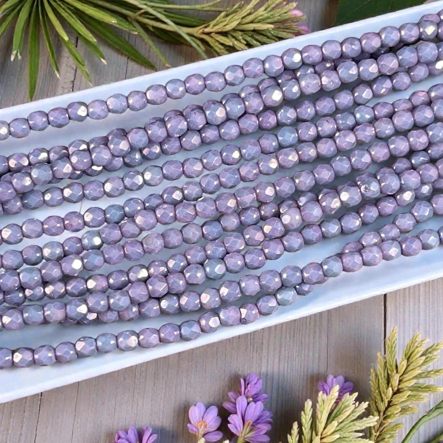 Czech Glass Beads - 3mm Faceted Round, Thistle Purple (FP3/TH) * Qty. 50