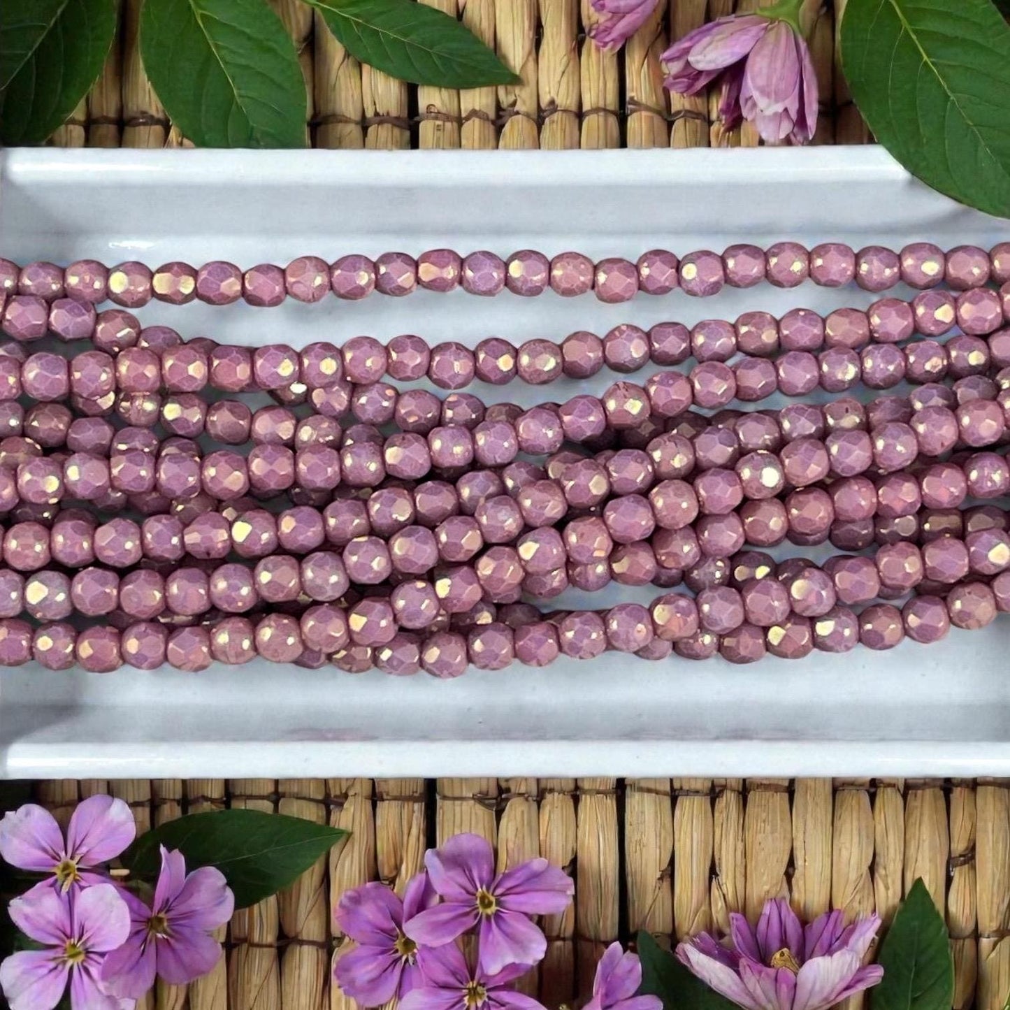 Czech Glass Beads - 3mm Faceted Round, Mauve Luster (FP3/ML) * Qty. 50
