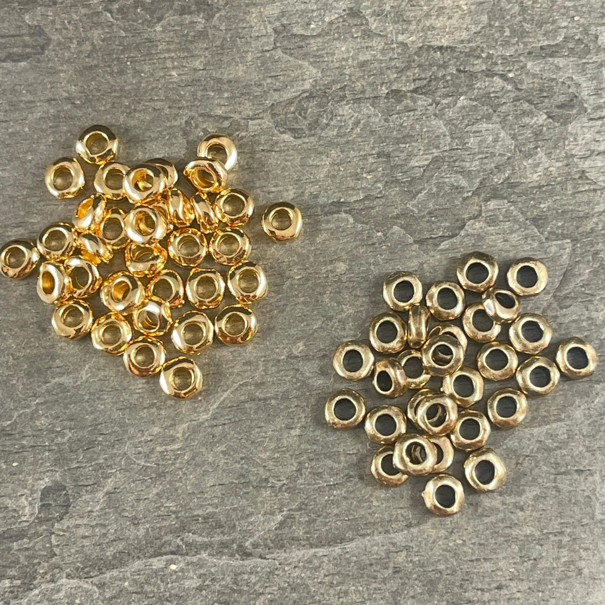 TierraCast Large Hole 4.5mm Nugget Rondelle, Nickel Free 24k Gold Plated Organic Spacer (PF/408-12) * 20 Beads