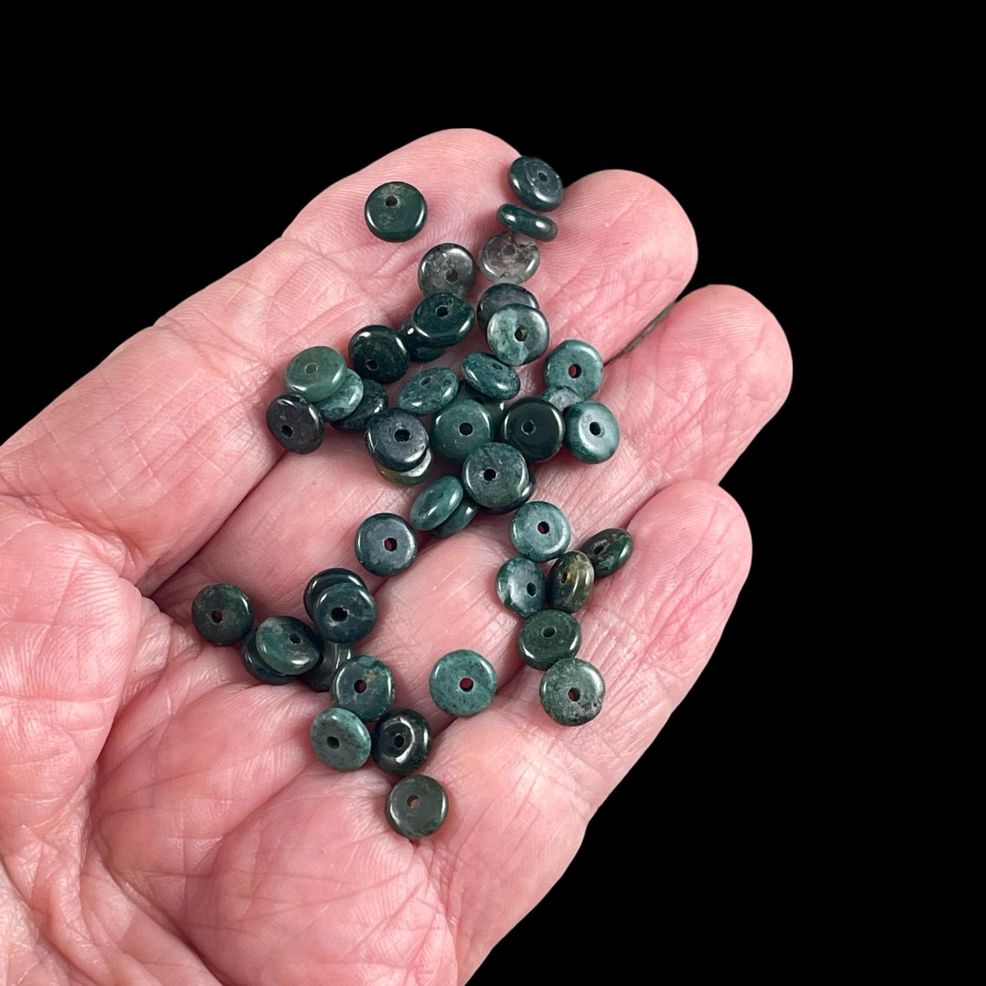Moss Agate Gemstone Beads - 6x2mm Rondelle (DS-64783) * 7 1/2" Strand