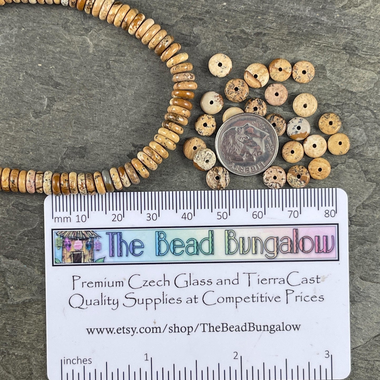 Picture Jasper Gemstone Beads - 6x2mm Rondelle (DS-67735) * 7 1/2" Strand