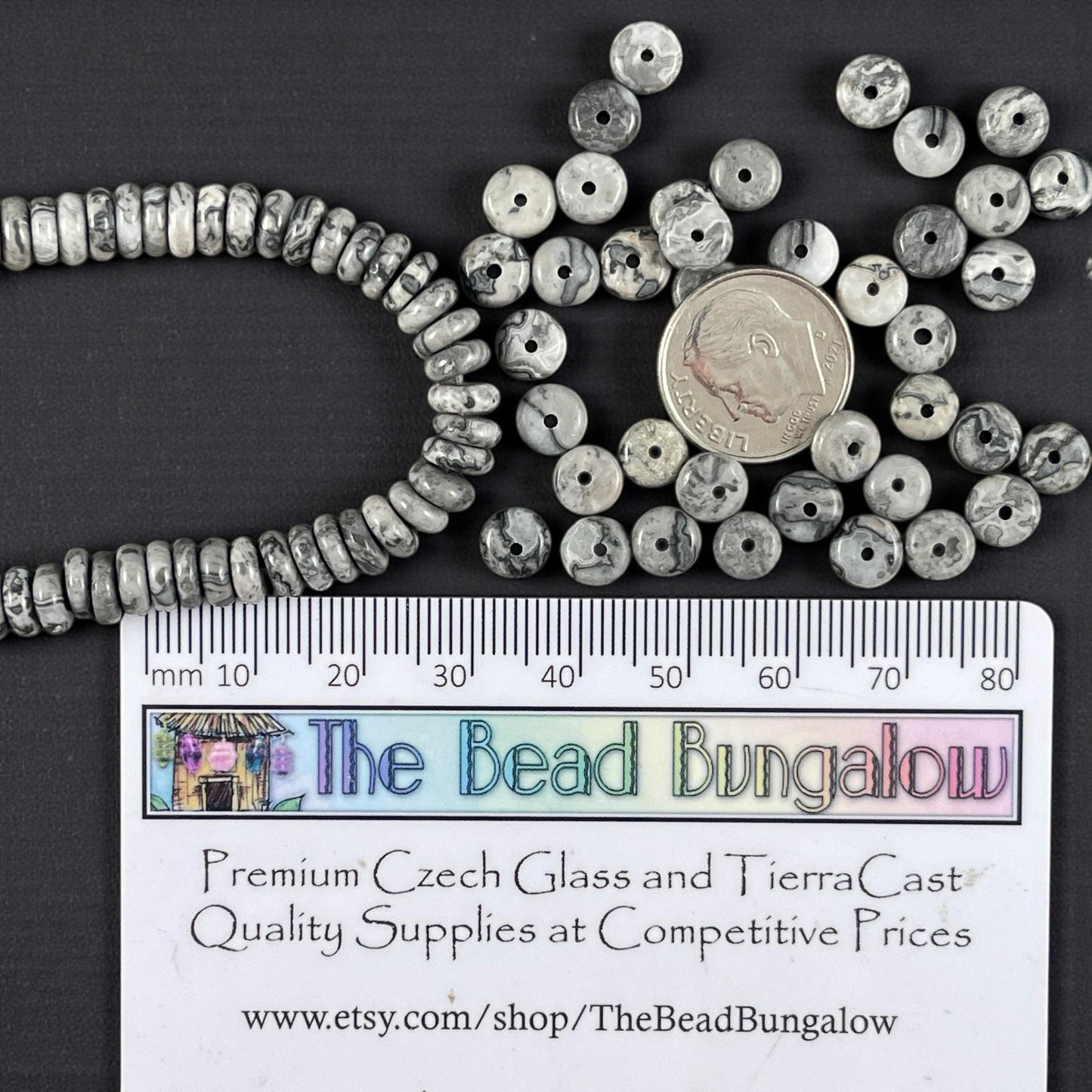 Silver Crazy Lace Agate Gemstone Beads - 6x2mm Rondelle (DS-67737) * 7 1/2" Strand