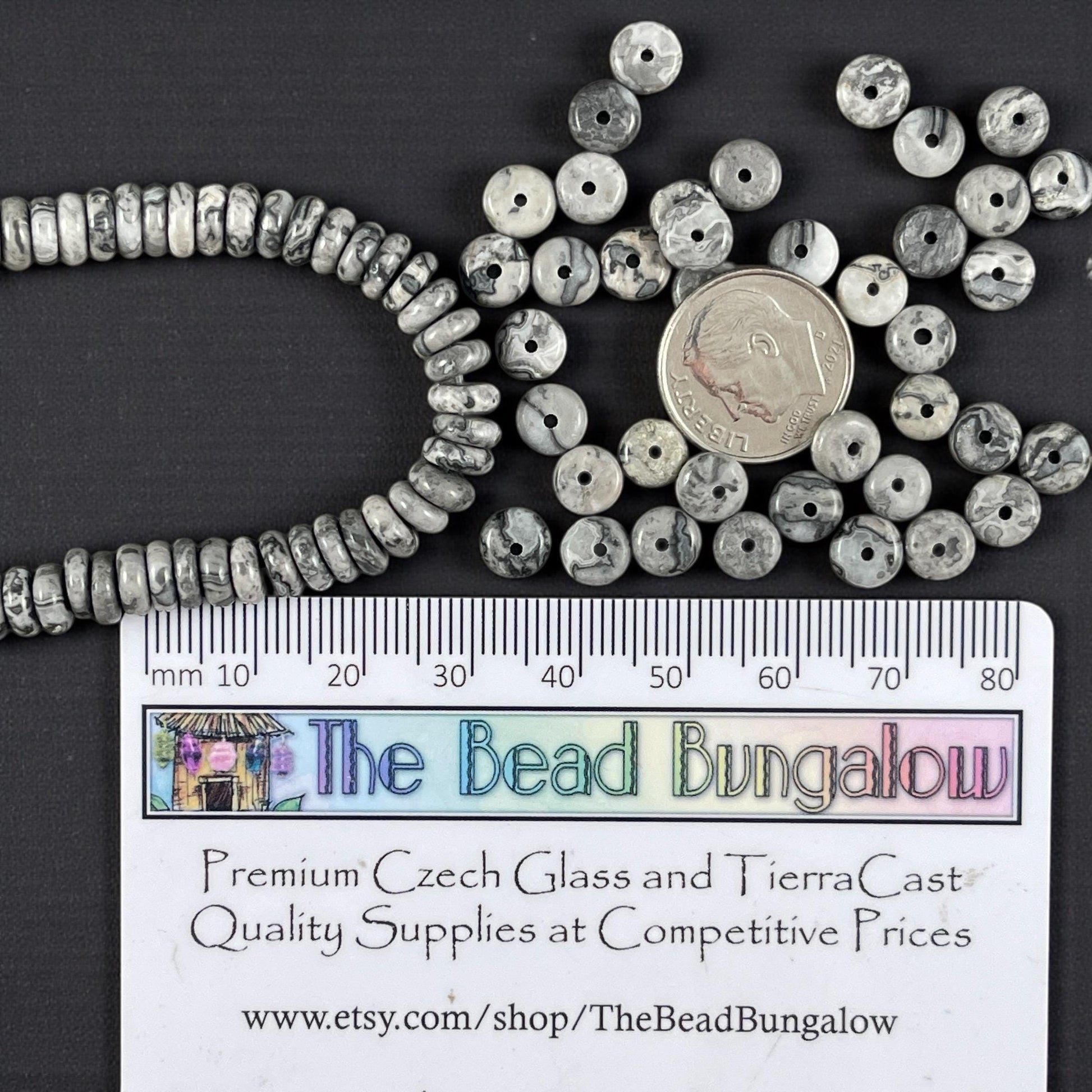 Silver Crazy Lace Agate Gemstone Beads - 6x2mm Rondelle (DS-67737) * 7 1/2" Strand
