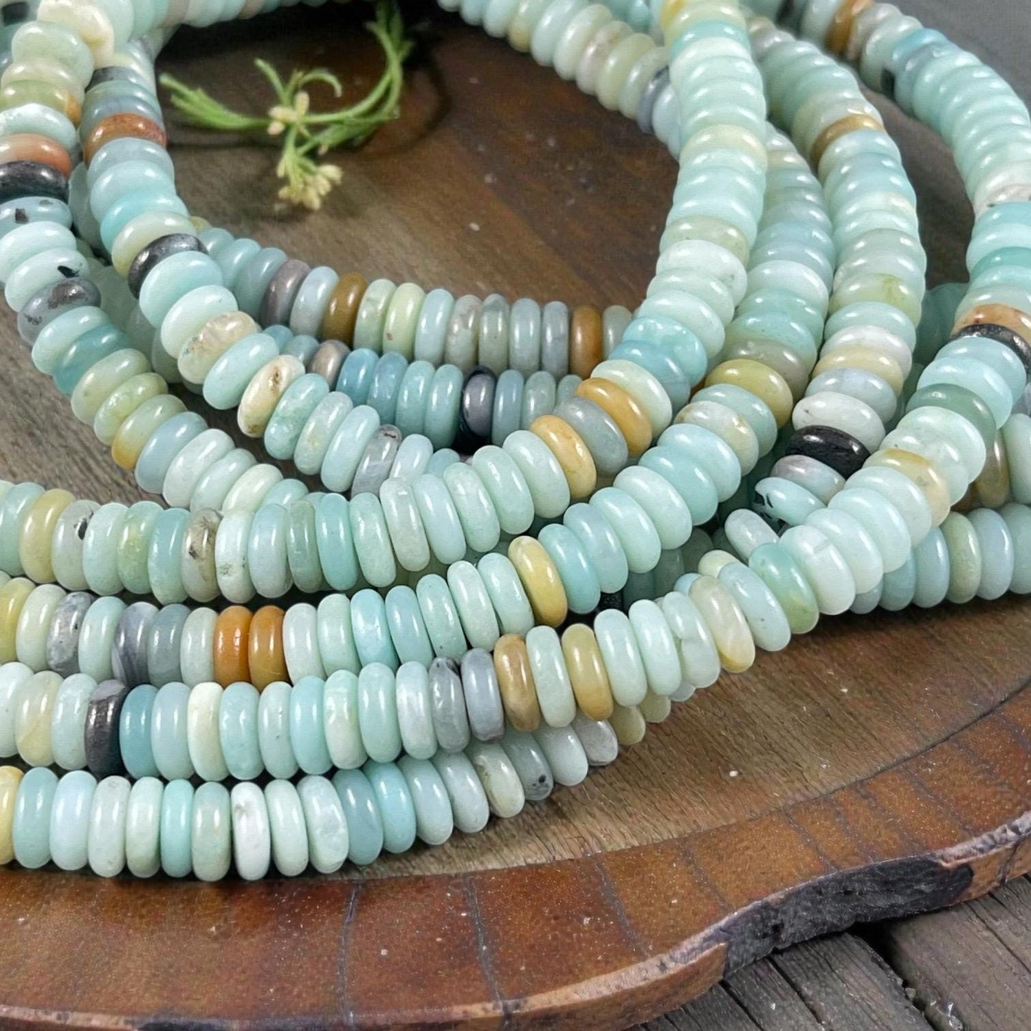 Black Gold Amazonite Gemstone Beads - 6x2mm Rondelle (DS-67776) * 7 1/2" Strand
