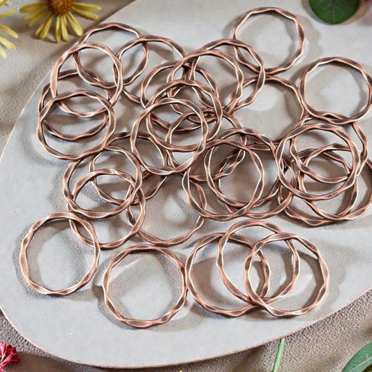 22mm Flat Linking Ring, Antiqued Copper Plated Circle Connector, Nickel Free (A017-R-NF) * Qty. 30