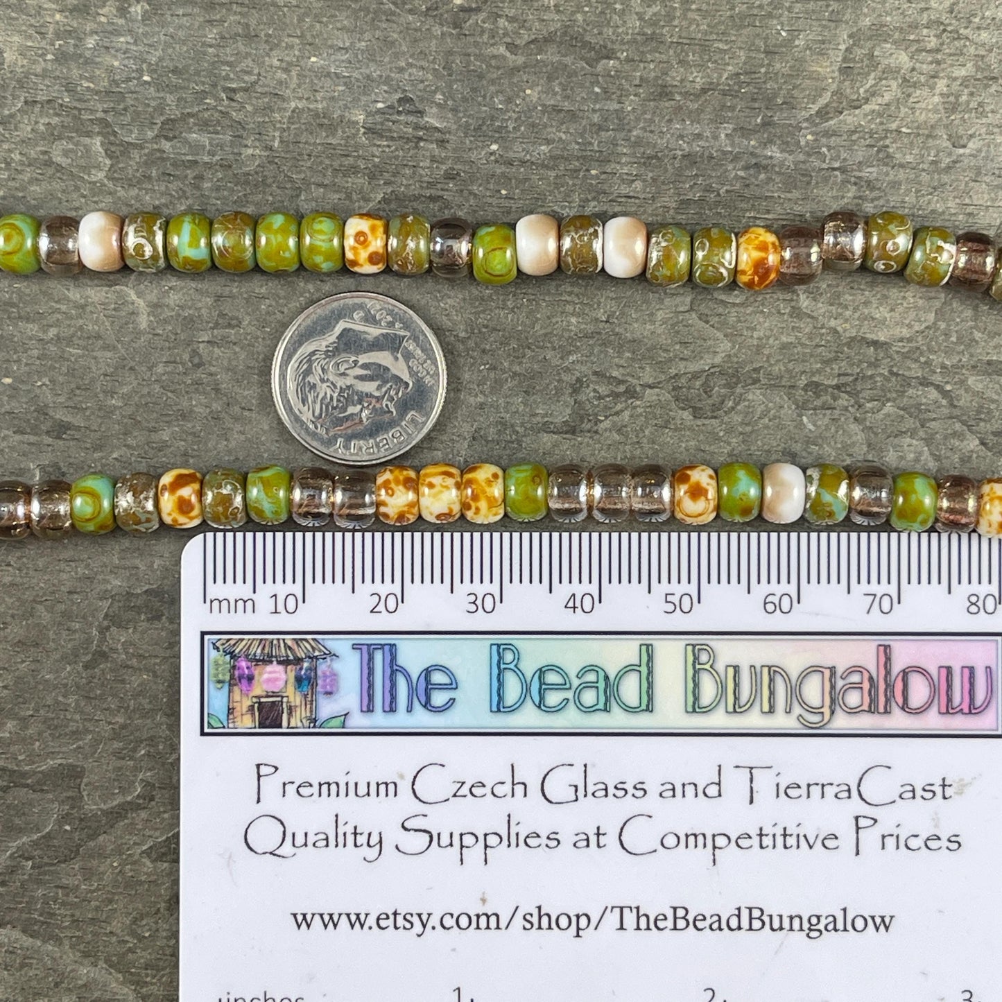 Czech Glass - 2/0 Aged Seed Bead Mix, Turquoise Picasso (2/0-Shallows) * 20" Strand