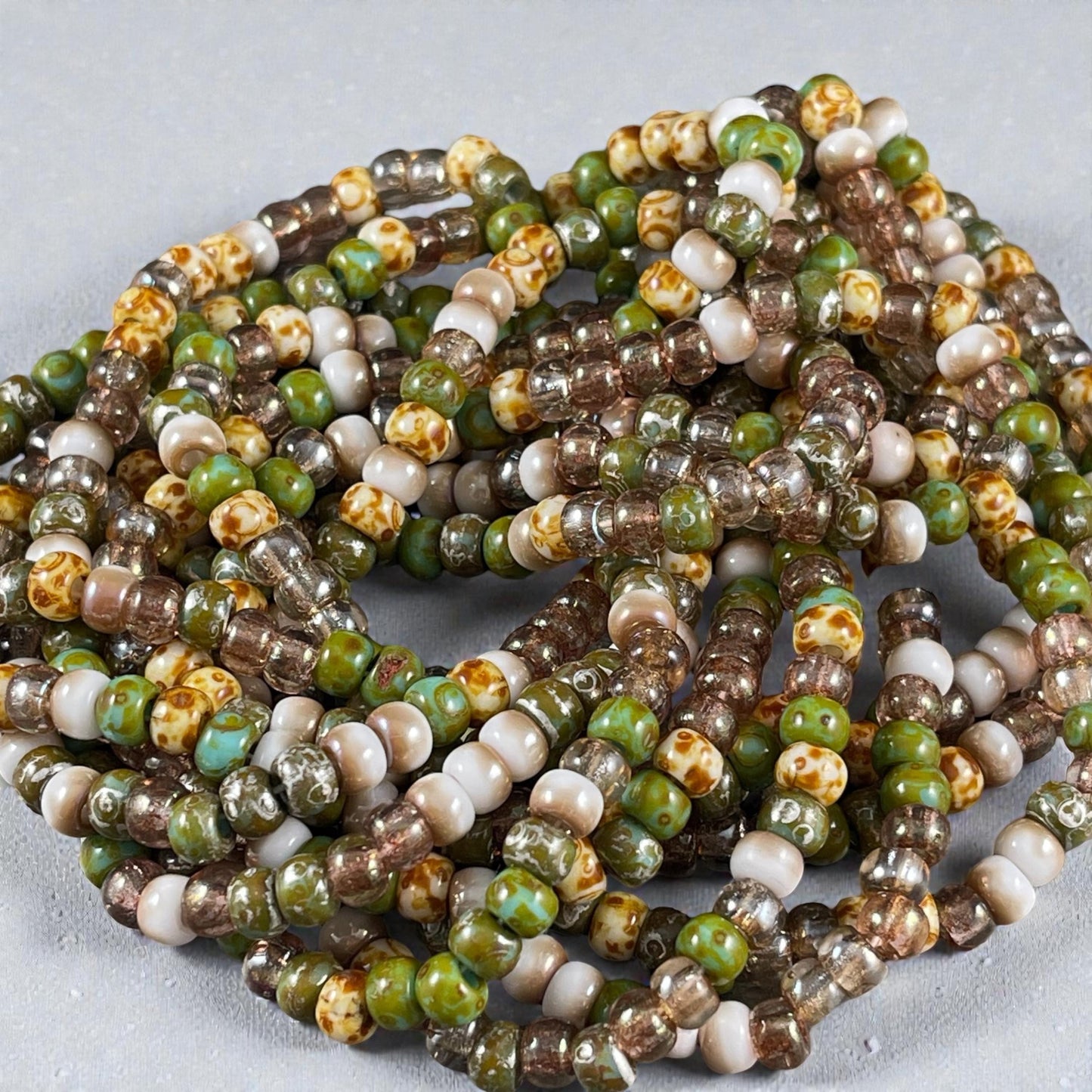 Czech Glass - 2/0 Aged Seed Bead Mix, Turquoise Picasso (2/0-Shallows) * 20" Strand