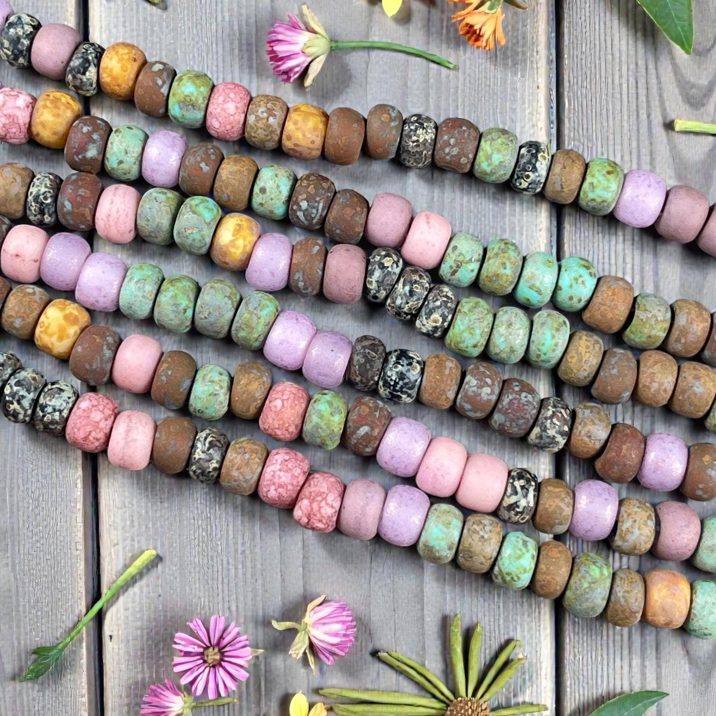 Aged Picasso Seed Beads - 33/0 Large Hole 8mm Czech Glass, Matte Finish Mixed Colors (RosalineMatte) * 40 Beads