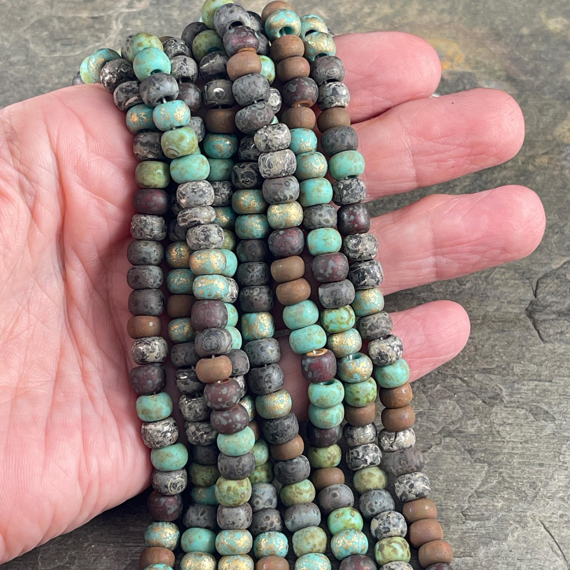 31/0 Large Hole 7mm Czech Glass Seed Beads, Matte Finish Mixed Colors (JeweledWaspMatte) * 9" Strand