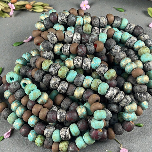 31/0 Large Hole 7mm Czech Glass Seed Beads, Matte Finish Mixed Colors (JeweledWaspMatte) * 9" Strand