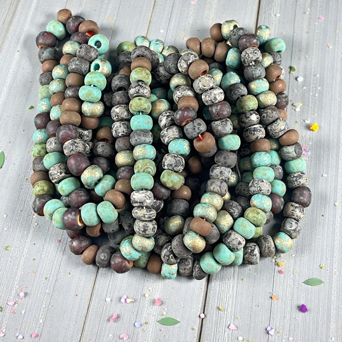 31/0 Large Hole 7mm Czech Glass Seed Beads, Matte Finish Mixed Colors (JeweledWaspMatte) * 9" Strand