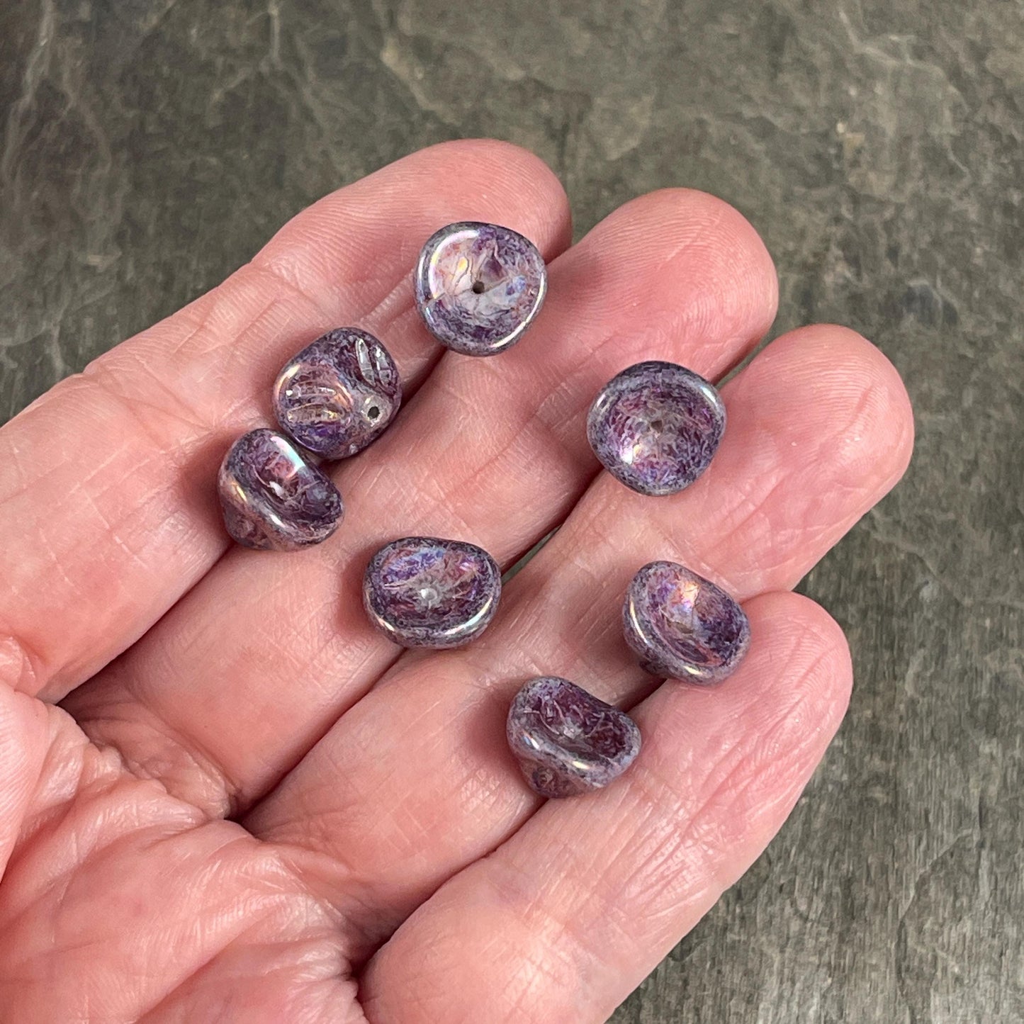 Czech Glass Beads - 7x11mm Bell Flower, Dark Lavender (BFlo-x13) * 15 Beads