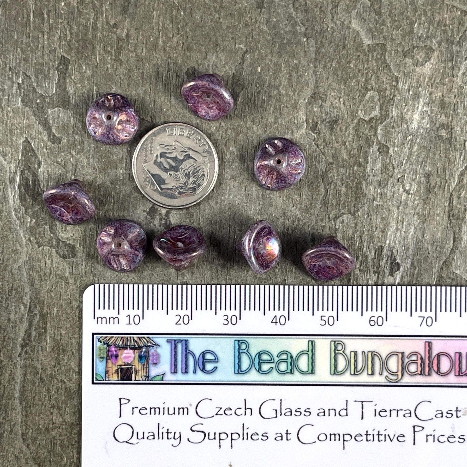 Czech Glass Beads - 7x11mm Bell Flower, Dark Lavender (BFlo-x13) * 15 Beads