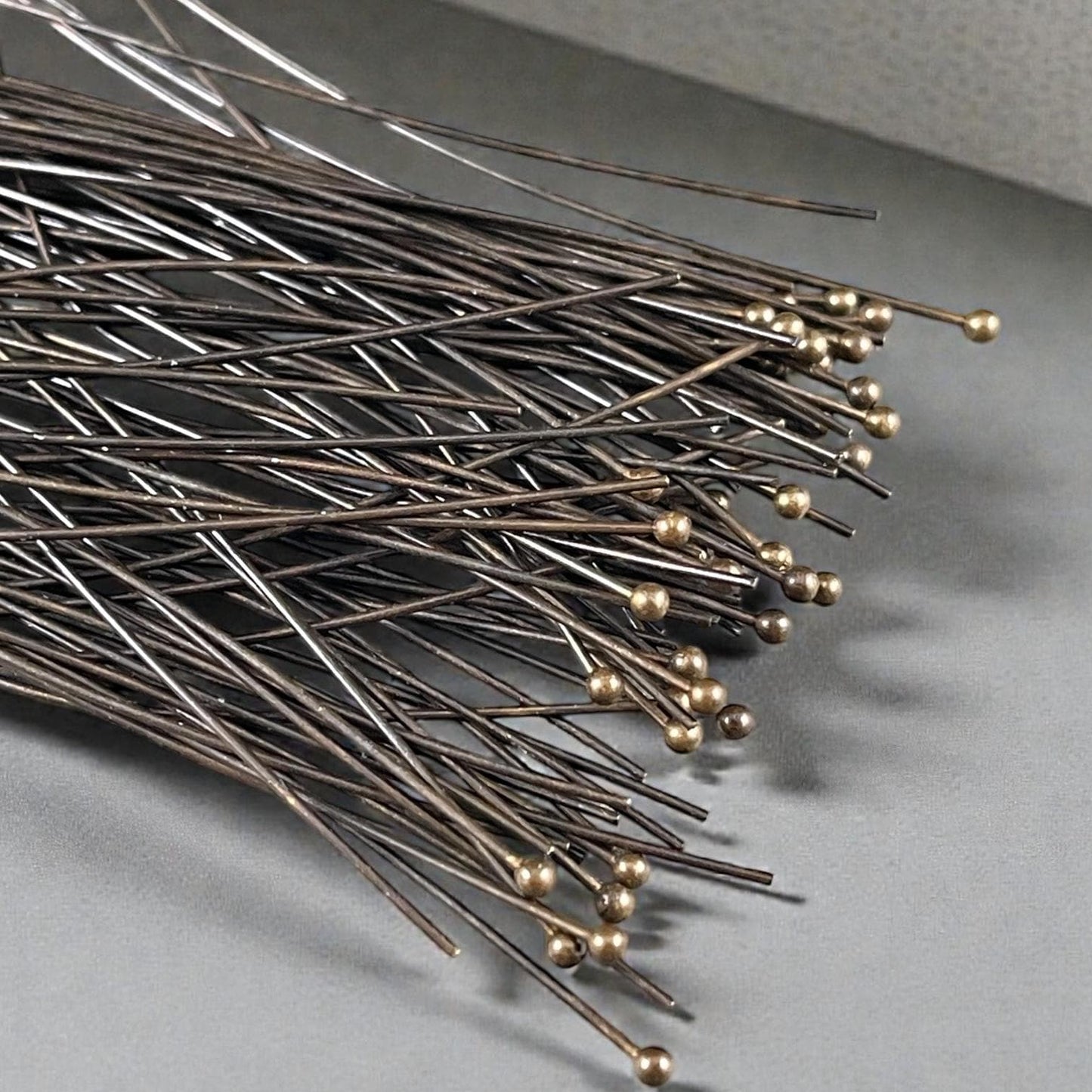 Antiqued Brass Ball Headpins, 2-1/4" 22g Ball Headpins - Bronze Head Pins (PH-BHP-AB) * Qty. 100